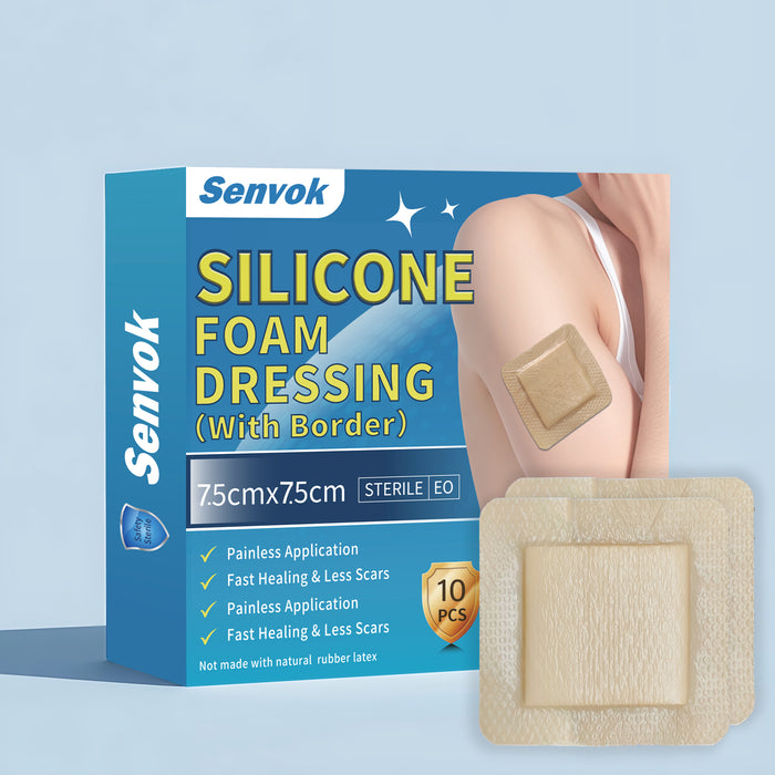 Senvok Silicone Foam Dressing(7.5cm x 7.5cm 10 Pack)