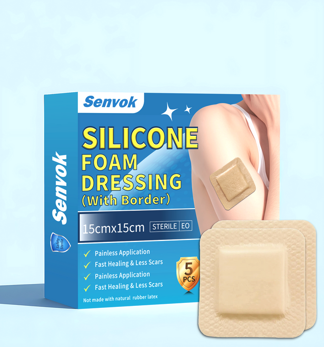 Senvok Silicone Foam Dressing(15cm x 15cm 5 Pack)
