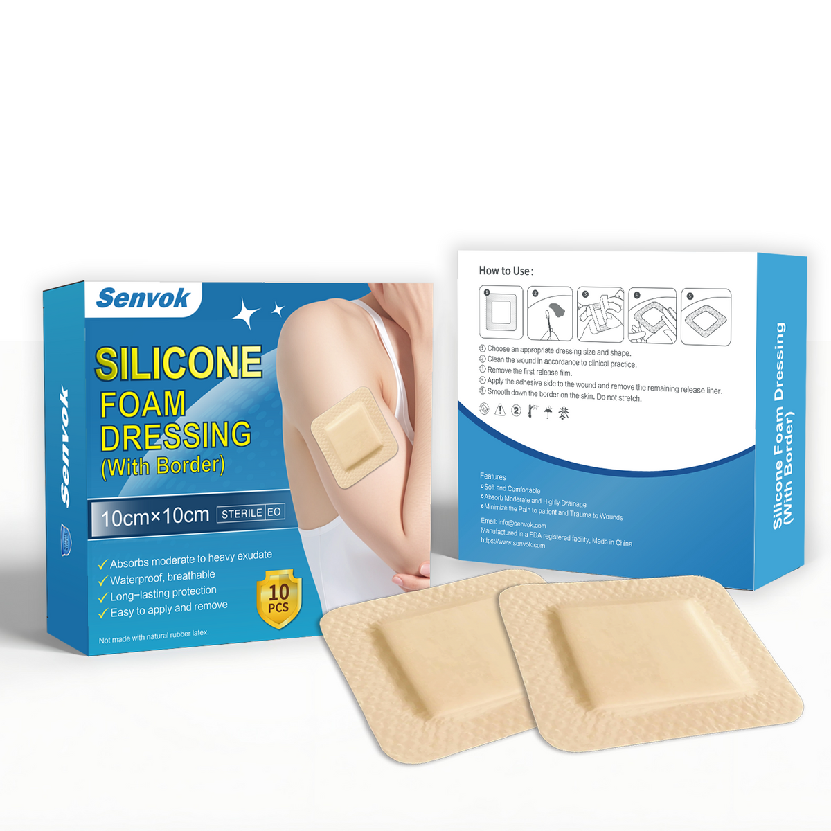 silicone foam dressing Senvok Silicone Foam Dressing(10cm x 10cm 10 Pack)