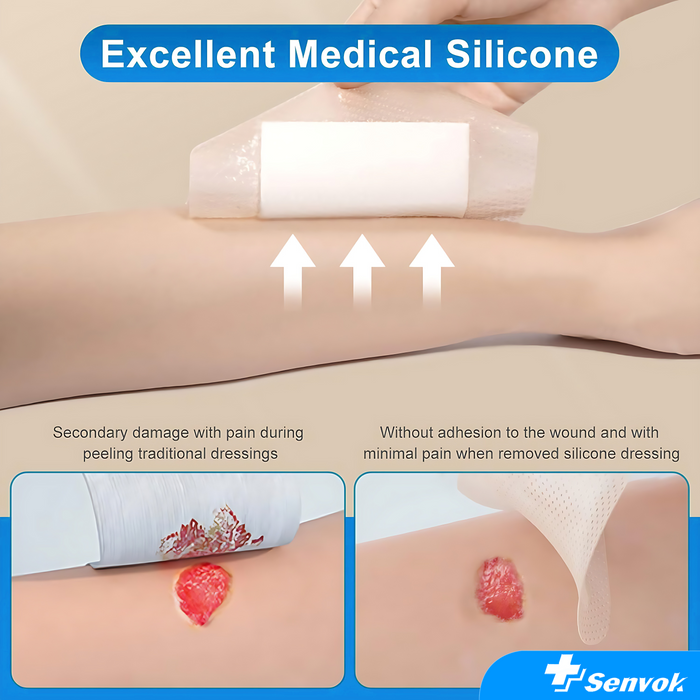 Senvok Silicone Foam Dressing(10cm x 10cm 10 Pack)