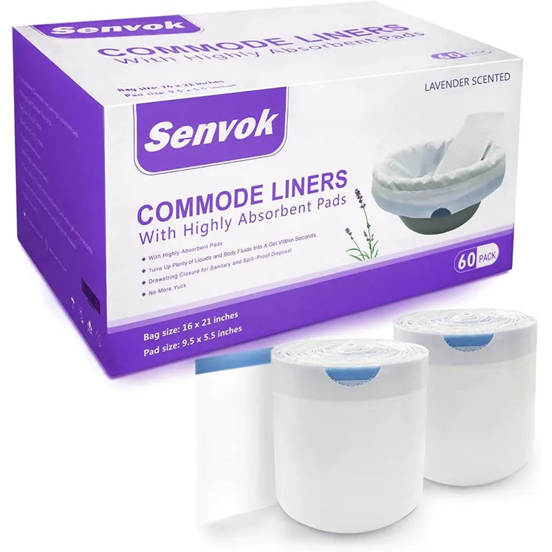 Senvok Commode Liners with Absorbent Pads(Lavender)