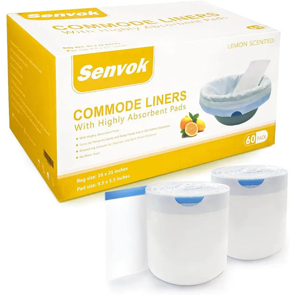 Senvok Commode Liners with Absorbent Pads(Lavender/Lemon Scent)
