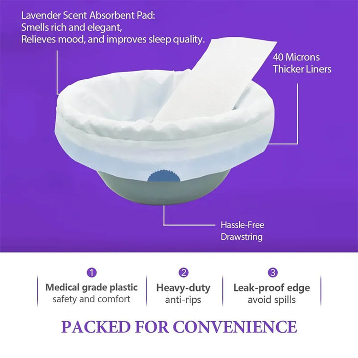 Senvok Commode Liners with Absorbent Pads(Lavender)