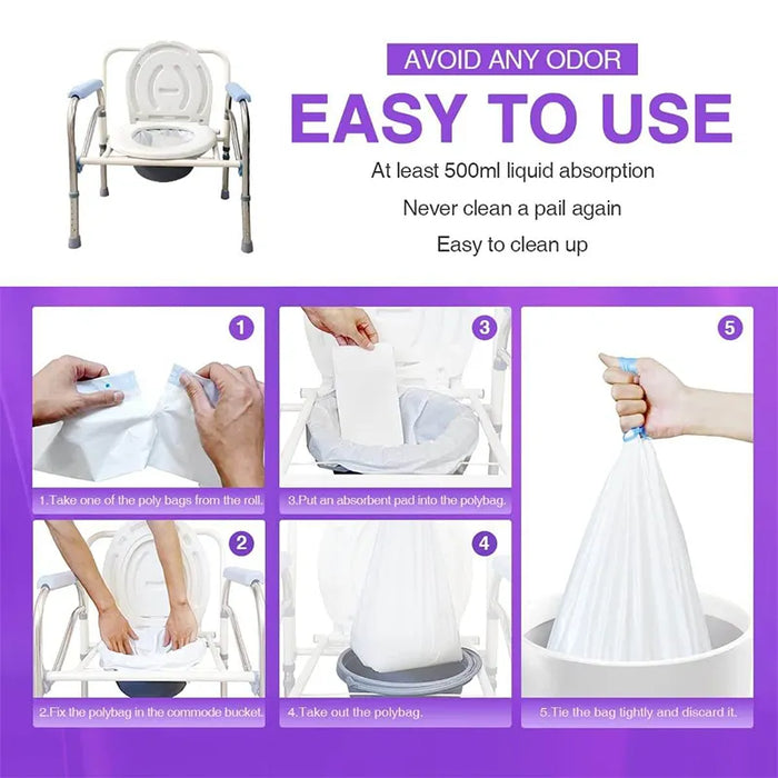 Senvok Commode Liners with Absorbent Pads(Lavender)