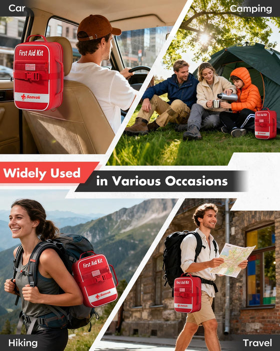 Senvok Large First Aid Kit for Car, Home & Travel - Emergency Survival Kit with Zip Stitch Wound Closure and Molle Pack Pockets - Ideal for Camping, Hiking, Outdoor Adventures