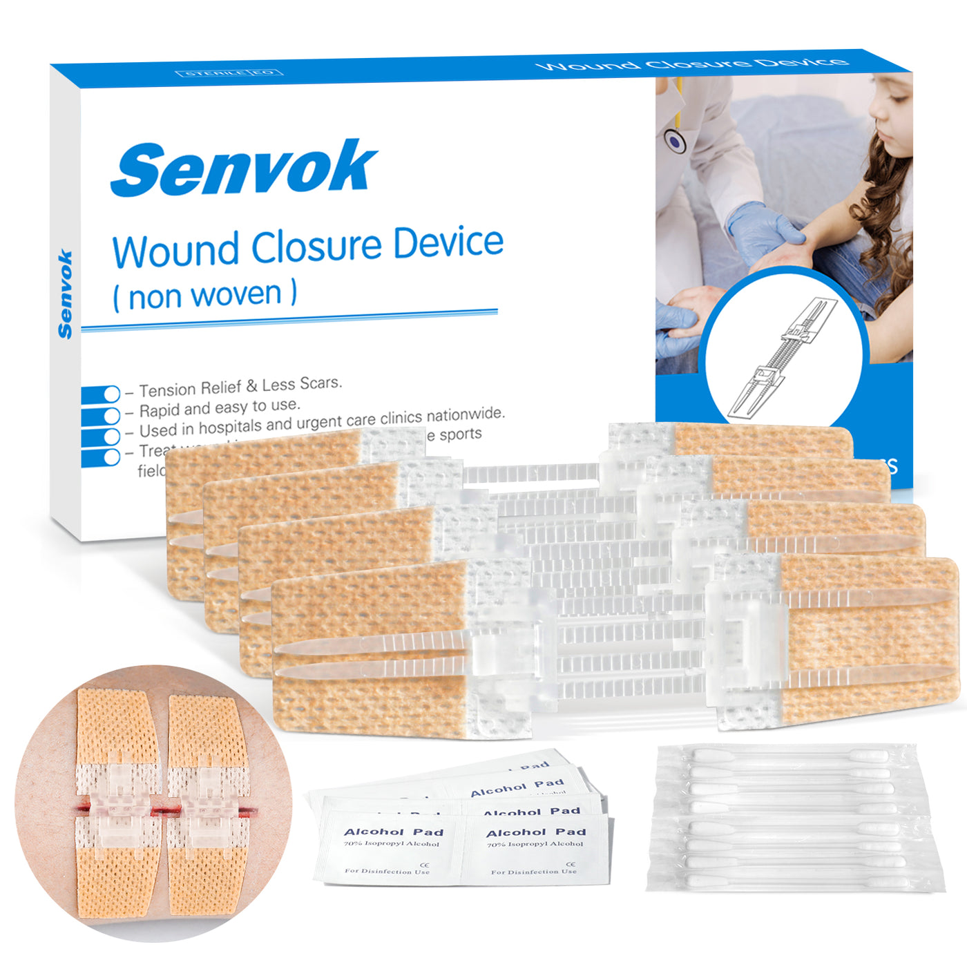 Senvok Adjustable Zip Wound Closure Strips | Stitchless Kit