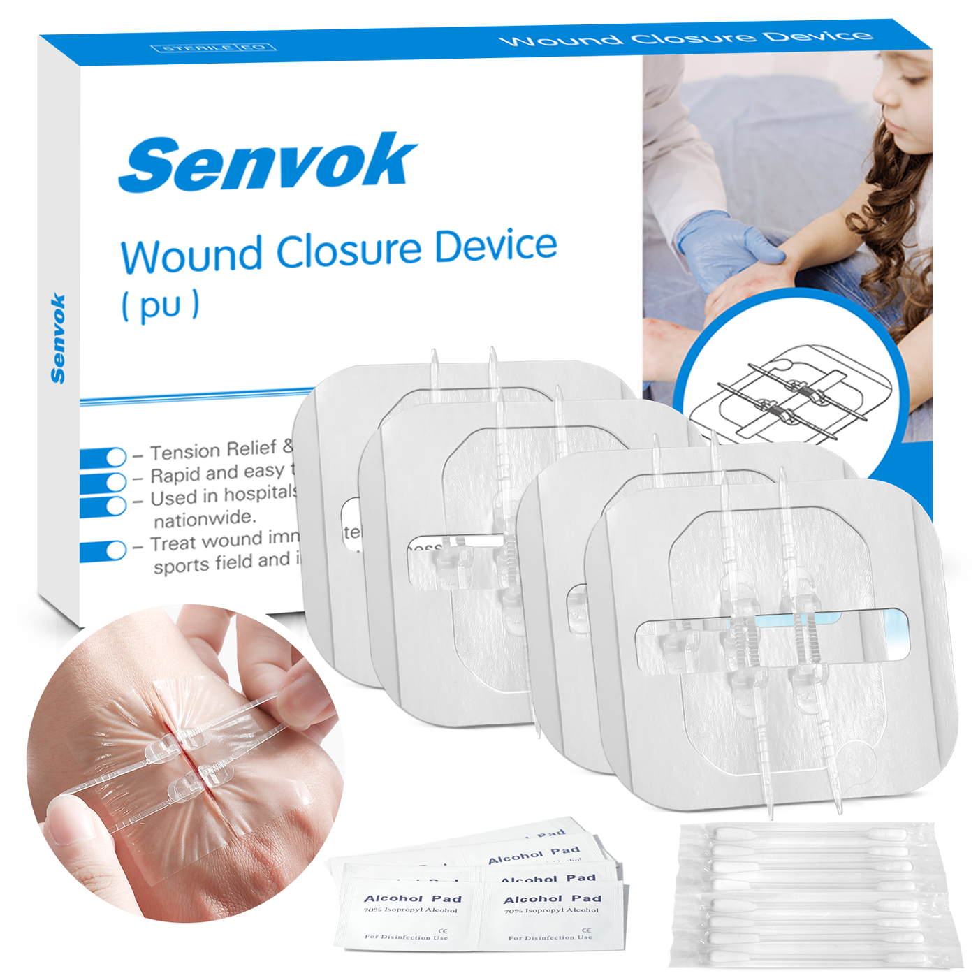 Senvok Stitchless Wound Closure Device | Emergency Zip Strips