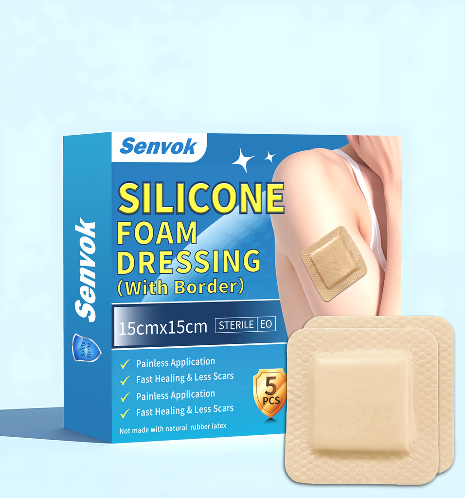 Senvok Silicone Foam Dressing(15cm x 15cm 5 Pack)