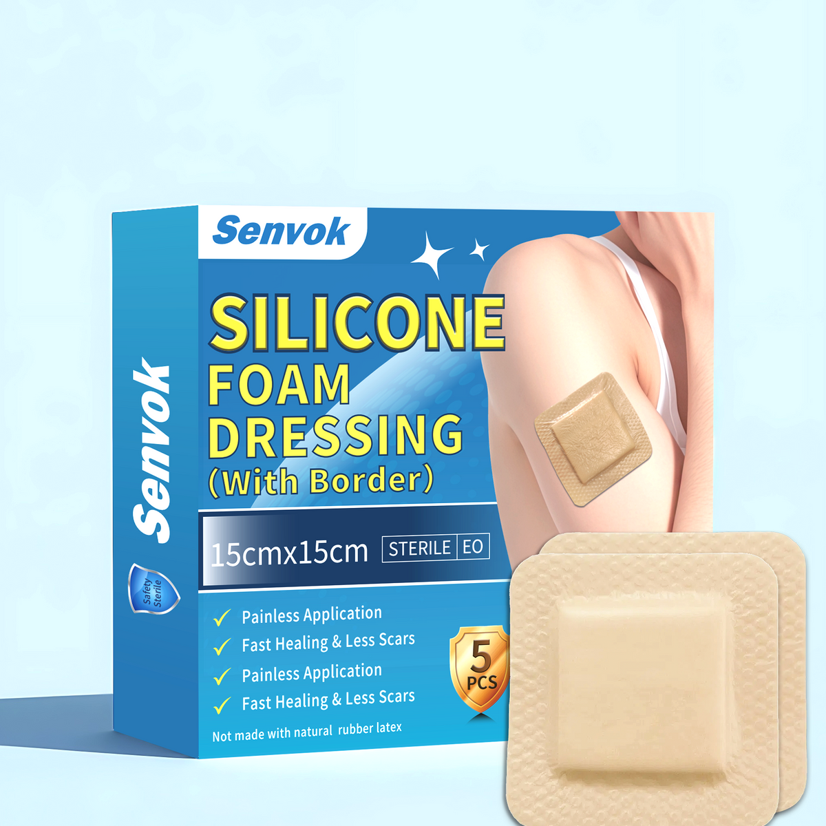 Senvok Silicone Foam Dressing 15×15 cm
