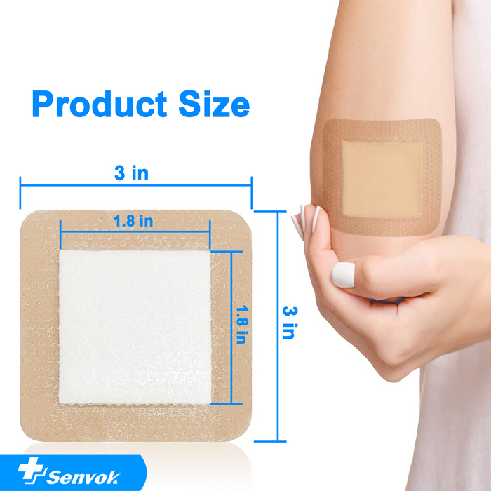 Senvok Silicone Foam Dressing(7.5cm x 7.5cm 10 Pack)