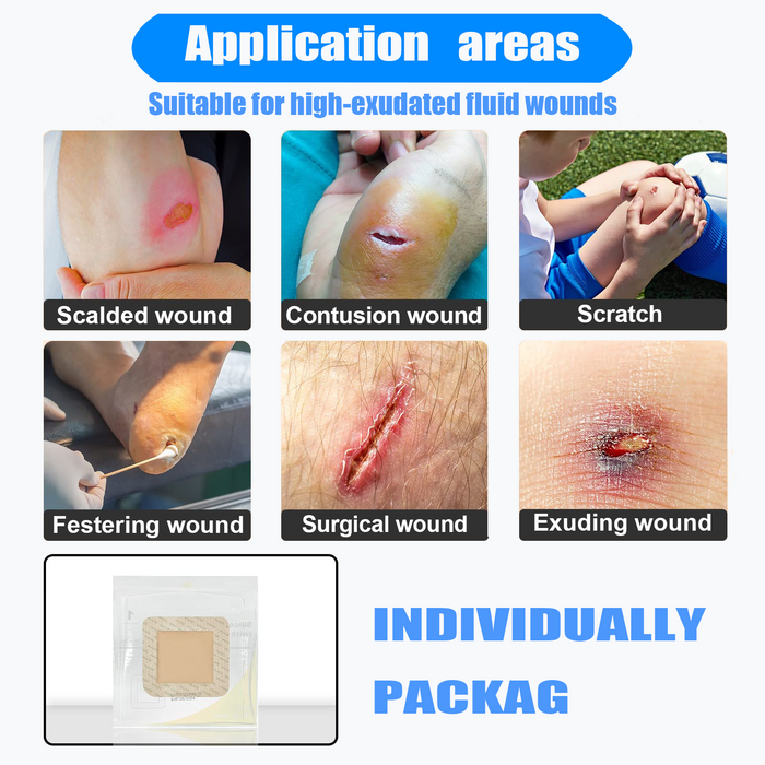 Senvok Silicone Foam Dressing(7.5cm x 7.5cm 10 Pack)