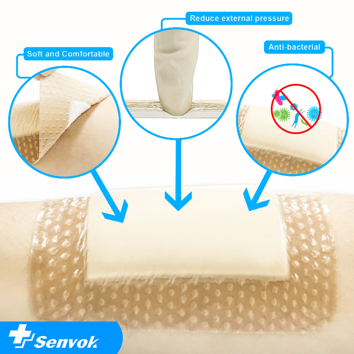 Senvok Silicone Foam Dressing(7.5cm x 7.5cm 10 Pack)