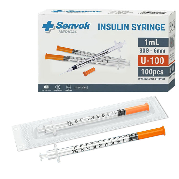 U-100 Insulin Syringes 1ml 30G 6mm – Ultra-Fine Short Needle, Sterile & Individually Capped
