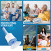 Lifestyle collage showing the anti-choking device for family use, nursing homes, travel, and school emergency readiness.
