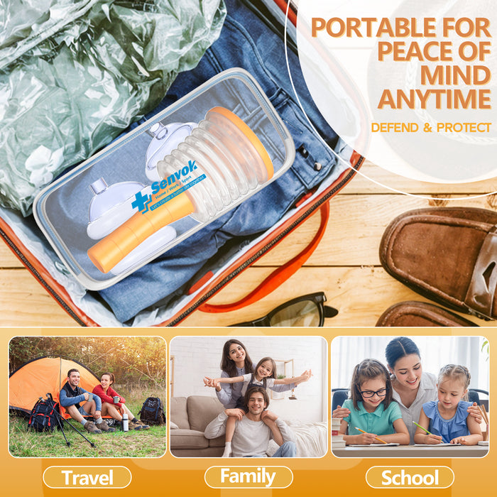 Senvok anti-choking device stored in a portable hard case for travel, home, and school emergency preparedness.