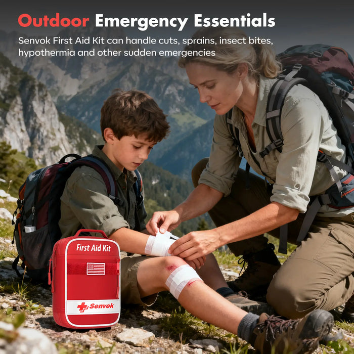 Senvok 121 Pcs First Aid Kit for Car, Home & Travel - Emergency Survival Kit with Zip Stitch Wound Closure and Molle Pack Pockets - Ideal for Camping, Hiking, Outdoor Adventures