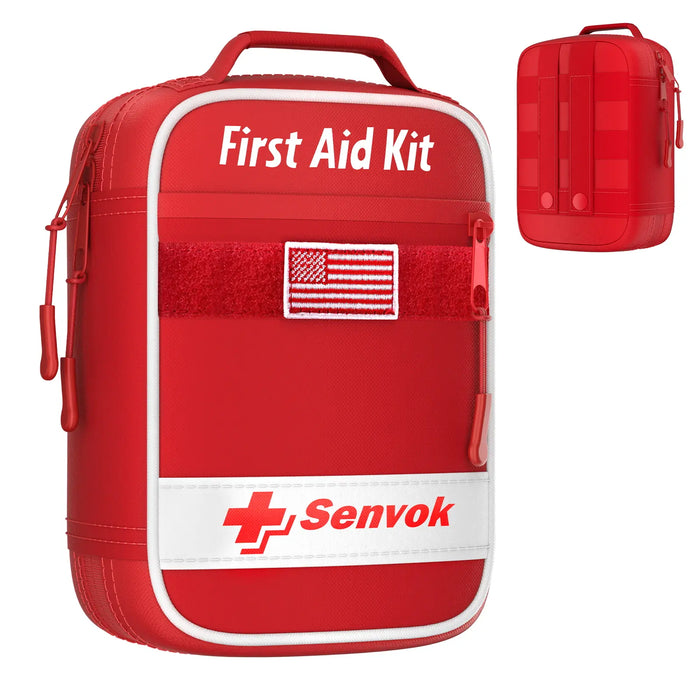 Senvok 121 Pcs First Aid Kit for Car, Home & Travel - Emergency Survival Kit with Zip Stitch Wound Closure and Molle Pack Pockets - Ideal for Camping, Hiking, Outdoor Adventures