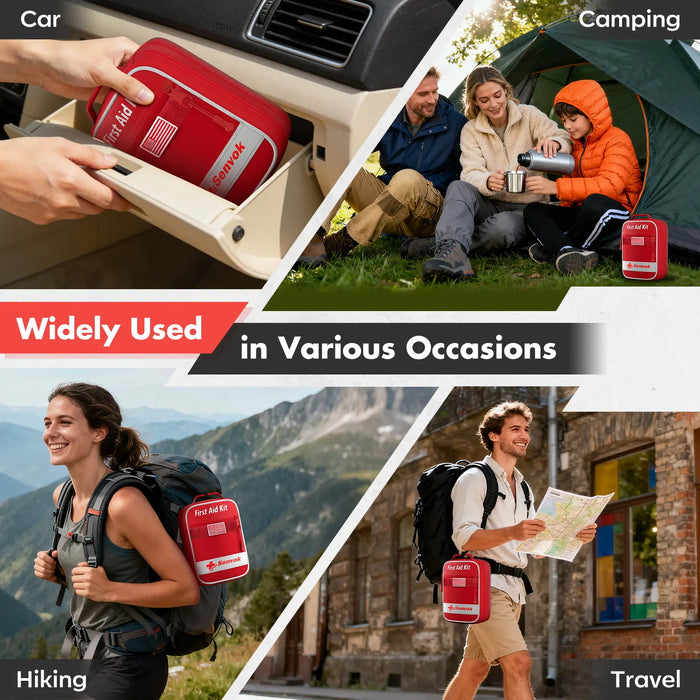 Senvok 121 Pcs First Aid Kit for Car, Home & Travel - Emergency Survival Kit with Zip Stitch Wound Closure and Molle Pack Pockets - Ideal for Camping, Hiking, Outdoor Adventures